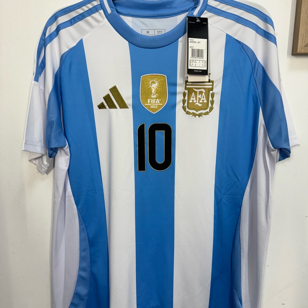 Argentina (Home) authentic player jersey Adidas #10 Messi